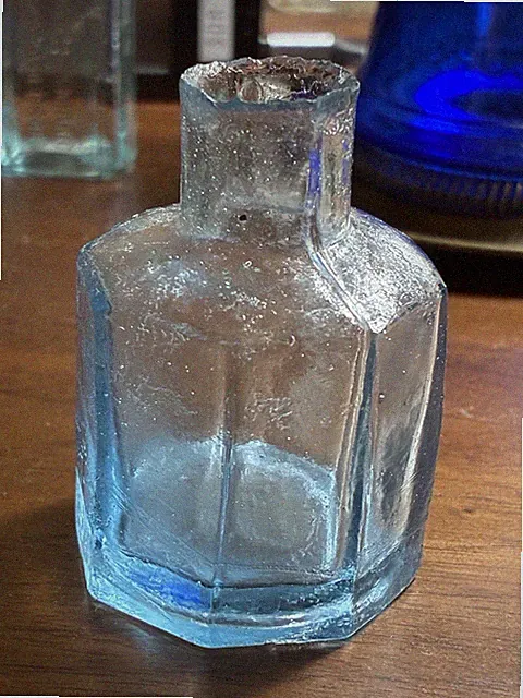1890s Burst Top Octagonal Ink Bottle Penny Ink