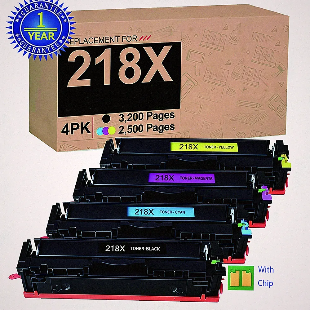 Compatible HP 218X 4PK CMYK Toner Cartridges w/ Chip Fits 3201dw 3301sdw 3301fdw