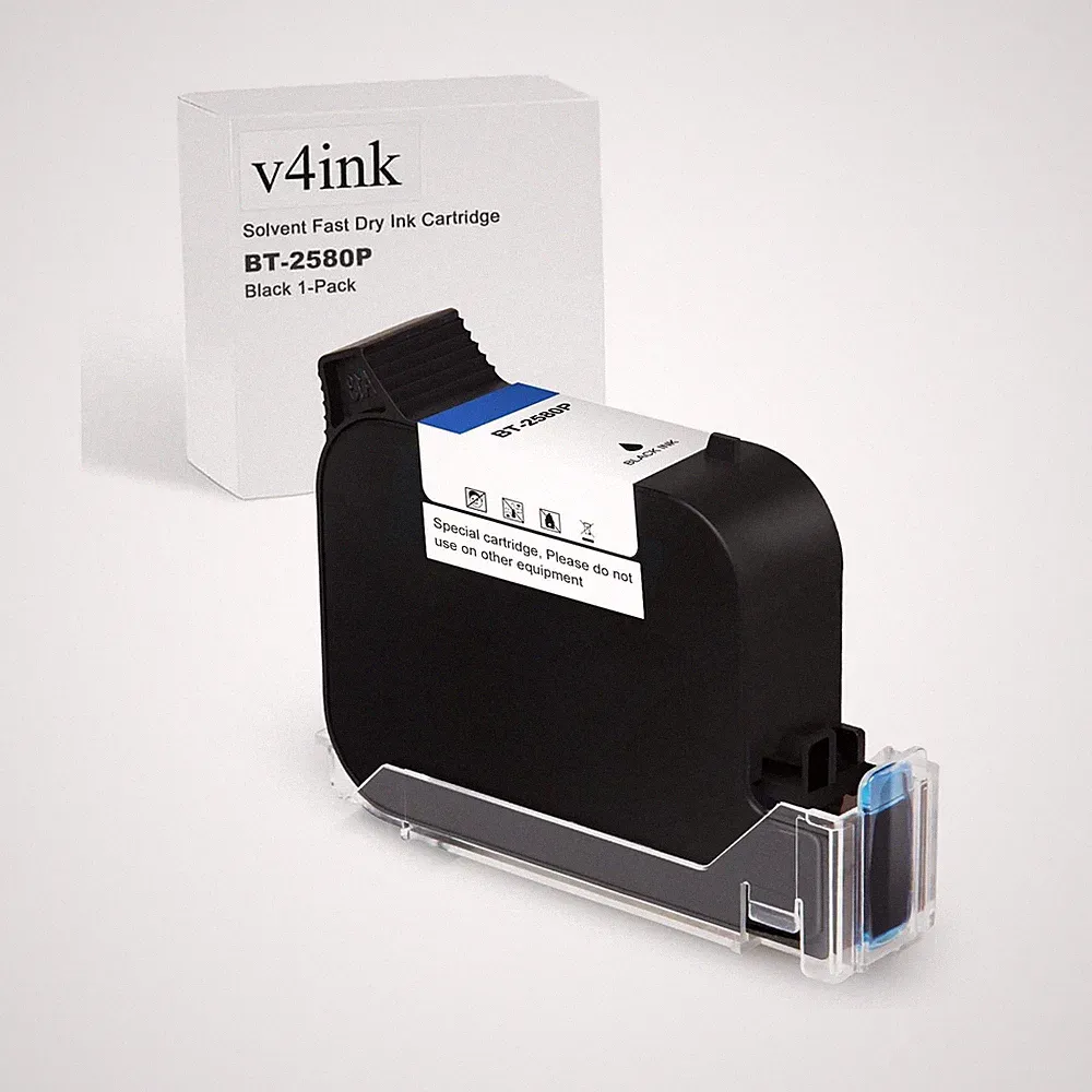 v4ink Bentsai BT-2580P Black Ink Cartridge 42ml Solvent Fast Dry Ink Replacem...