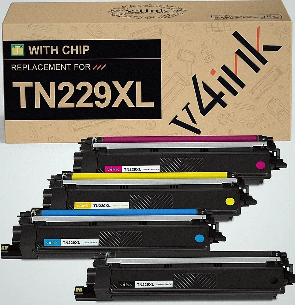 V4Ink TN229XL Replacement Toner Cartridges 4-pack Compatible W/ Brother Printers